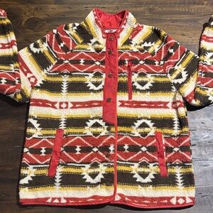 Zeagoo Tribal Pattern Jacket - Red, Yellow, Brown
